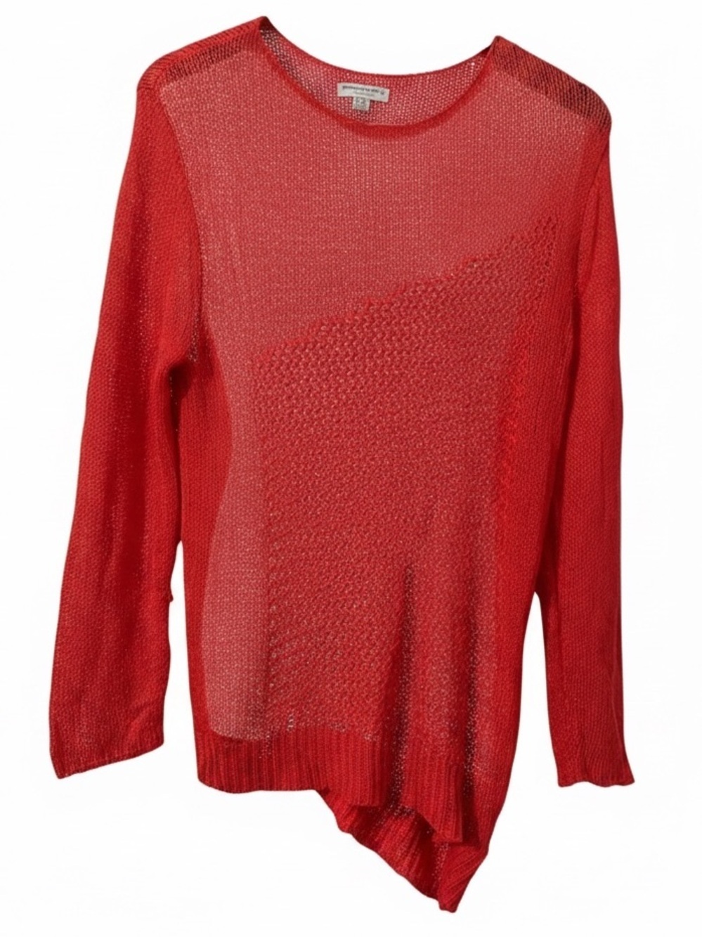 Katherine Barclay Montreal Red Asymmetrical Open Knit Sweater XL